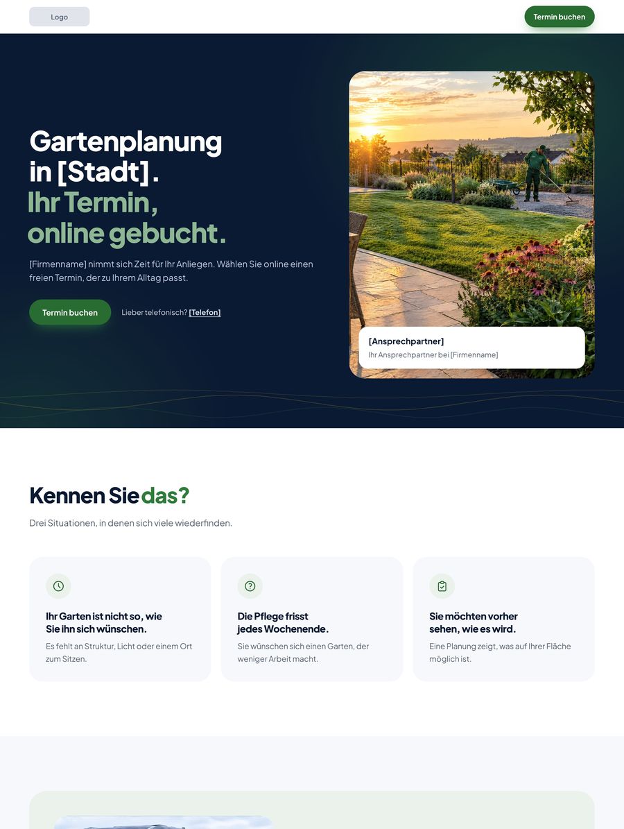 Beispiel einer Landingpage für einen Garten- und Landschaftsbau